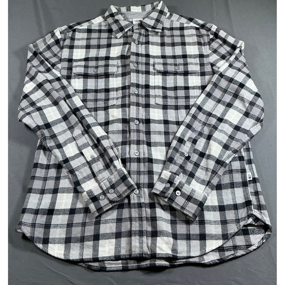 The North Face Mens Plaid Flannel Shirt Black Grey White NF0A4QPJ Size M